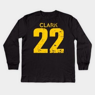 Caitlin Clark Yellow Distressed Jersey Number 22 Kids Long Sleeve T-Shirt